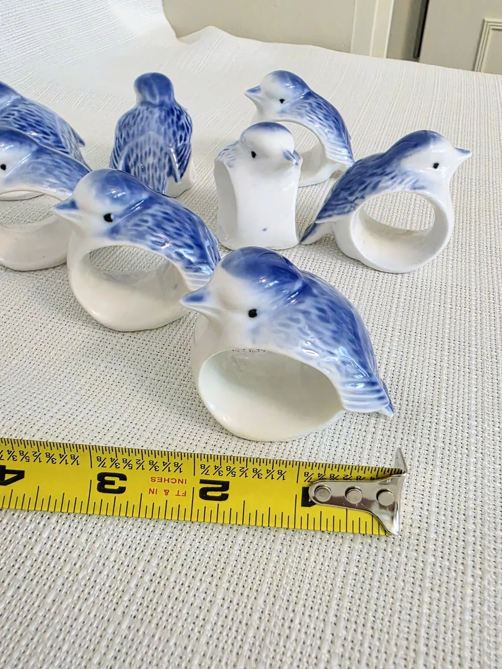 Porcelain Blue Bird Napkin Rings Set Of 8 Nature Dinner Party Blue White Classic